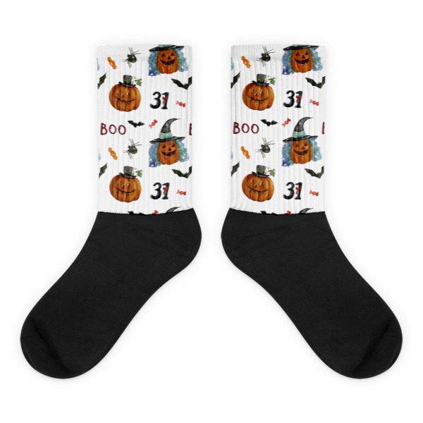 Halloween pumpkins Black foot socks - What Devotion - Coolest Online ...