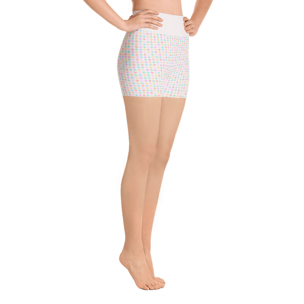 Elegant Multicolored Dots Yoga Short Pants with a Small Inner Pocket