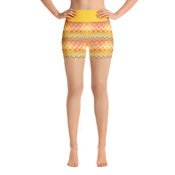 Fancy Multicolored Stripes Yoga Short Pants with a Small Inner Pocket