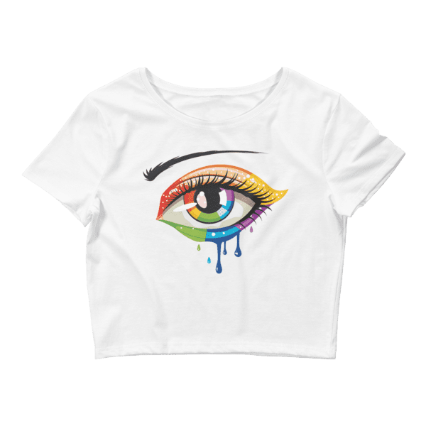 Women’s Crying Rainbow Color Eye Crop Top