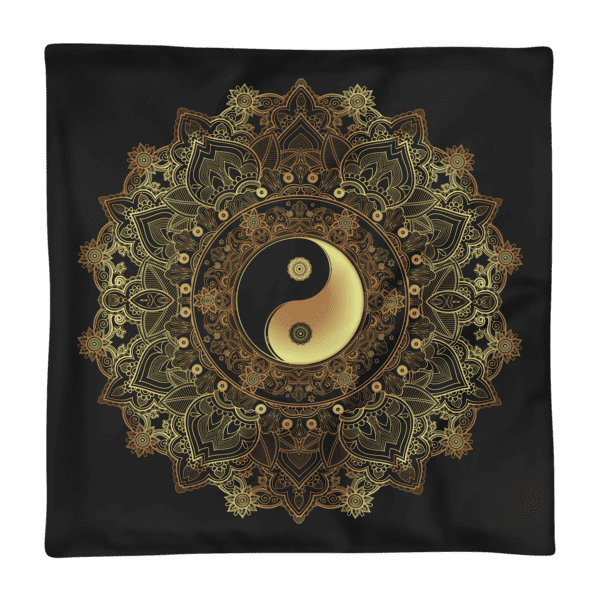 Golden Yin And Yang Mandala Flower Square Pillow Case only
