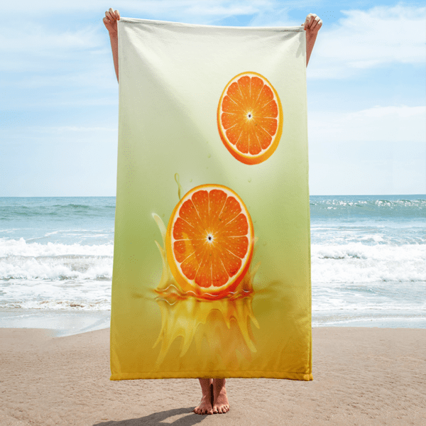 orange drop on juice splash towel