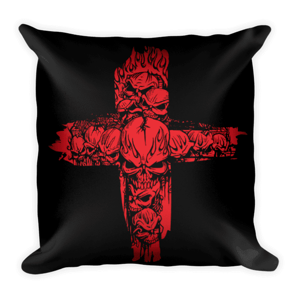 Red Skulls Cross Square Pillow