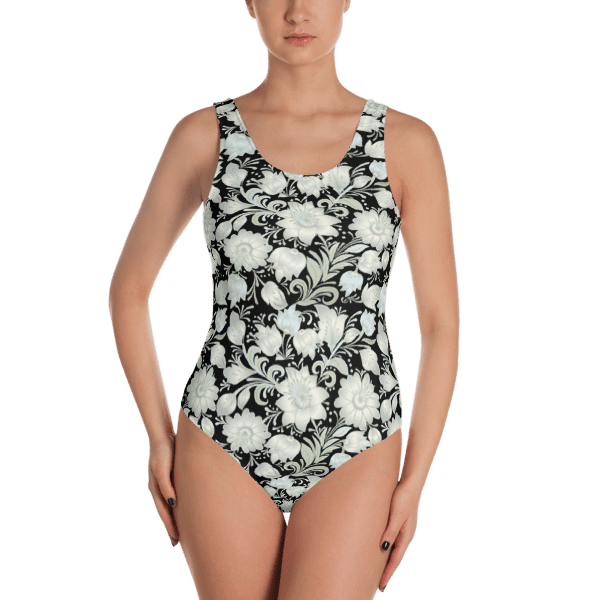 Stylish Plant Print Sleeveless Swimwear