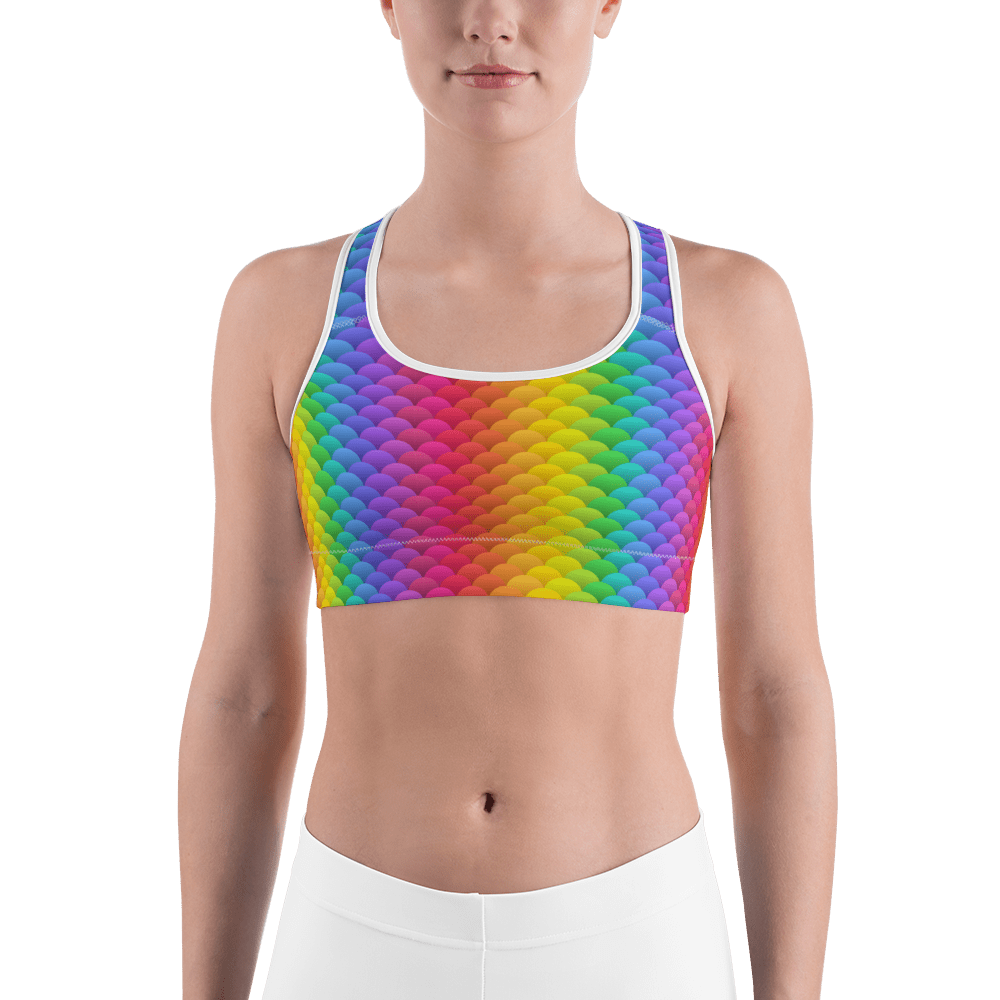 Shiny Acid Colored Rainbow Gym Workout Sports Bra - What Devotion❓ -  Coolest Online Fashion Trends