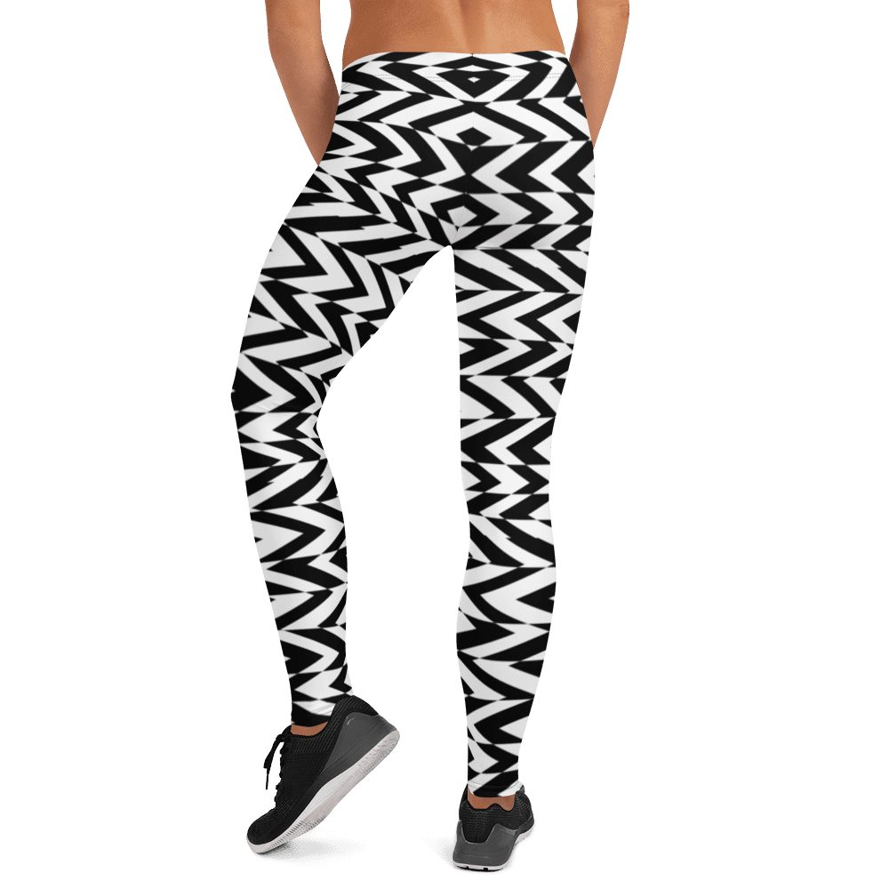 Vertical Striped White-Black Yoga Leggings - Buy Print Leggings