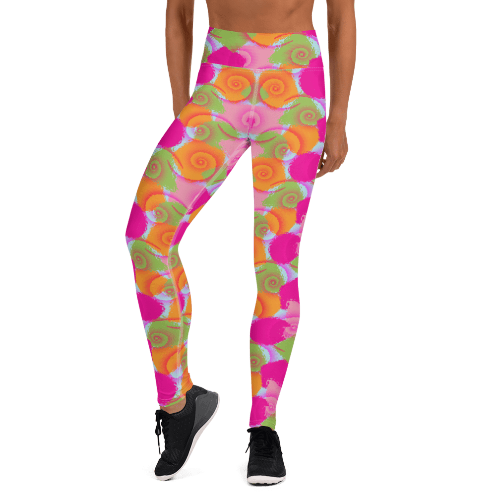 Women Multicoloured High-Waist Printed Leggings With Pockets