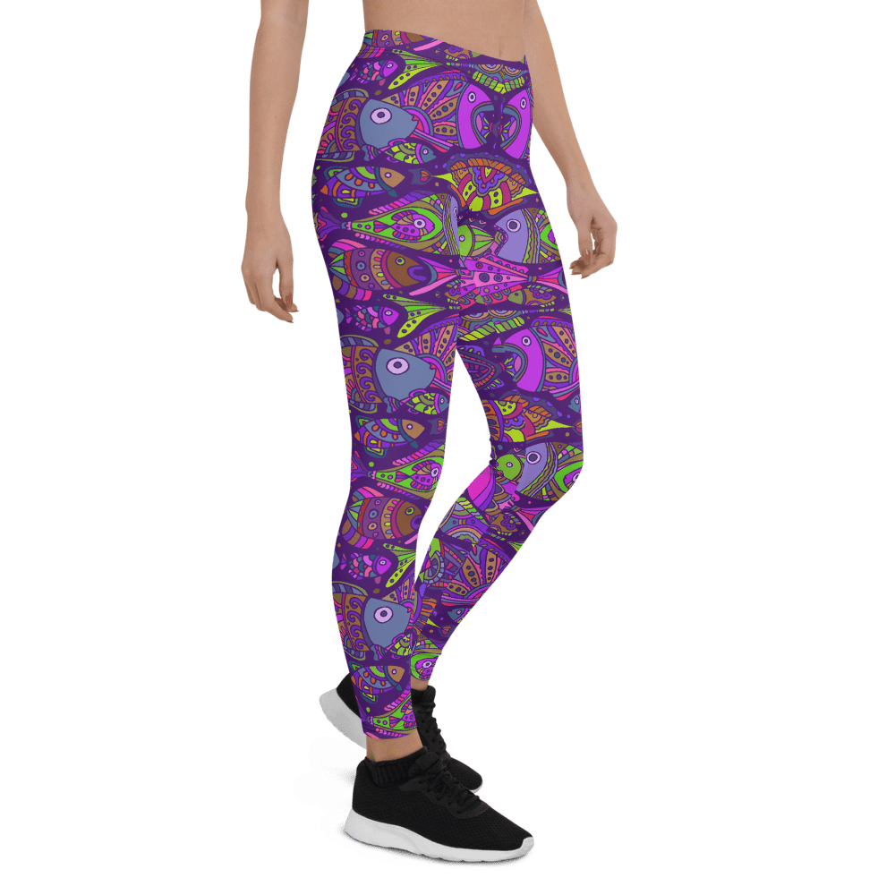 Plus Size Sports Leggings Women's Plus Fish Print High - Temu Australia