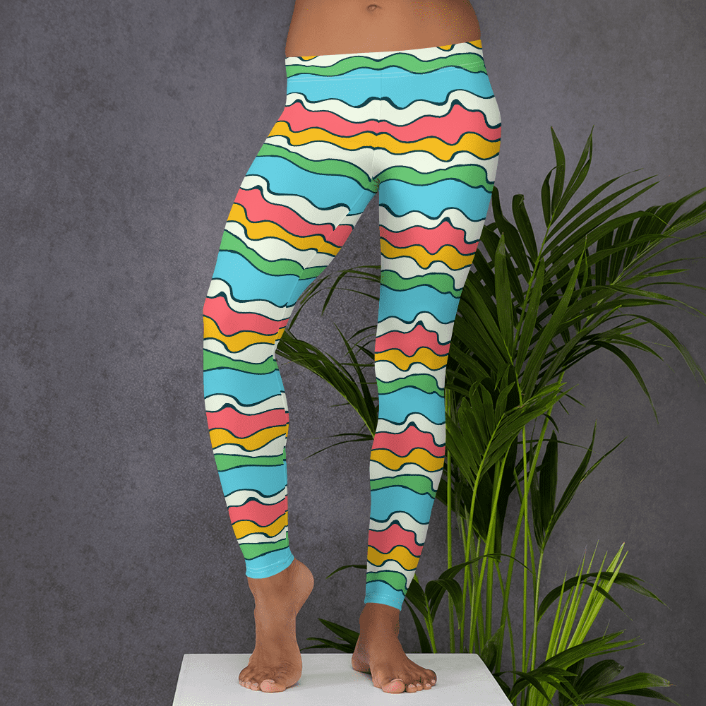 Baby, I like your style Leggings - Colorful Fun Hawaiian Ocean Waves  Leggings - What Devotion❓ - Coolest Online Fashion Trends