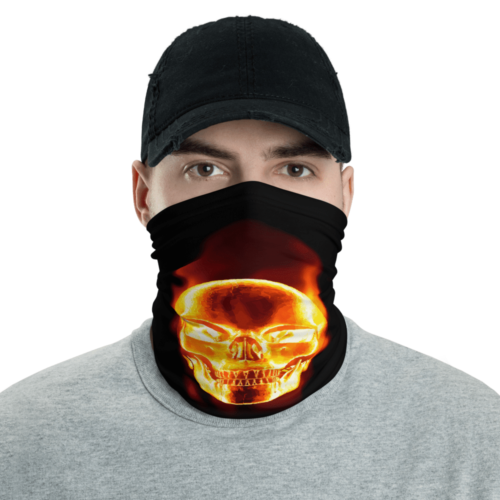 New Scary Flaming Skull Protective Face Mask, Bandanna, Scarf, Neck Gaiter, Headwear, Headband Hair Cover, Mouth Cover, Nose Cover, Scarves