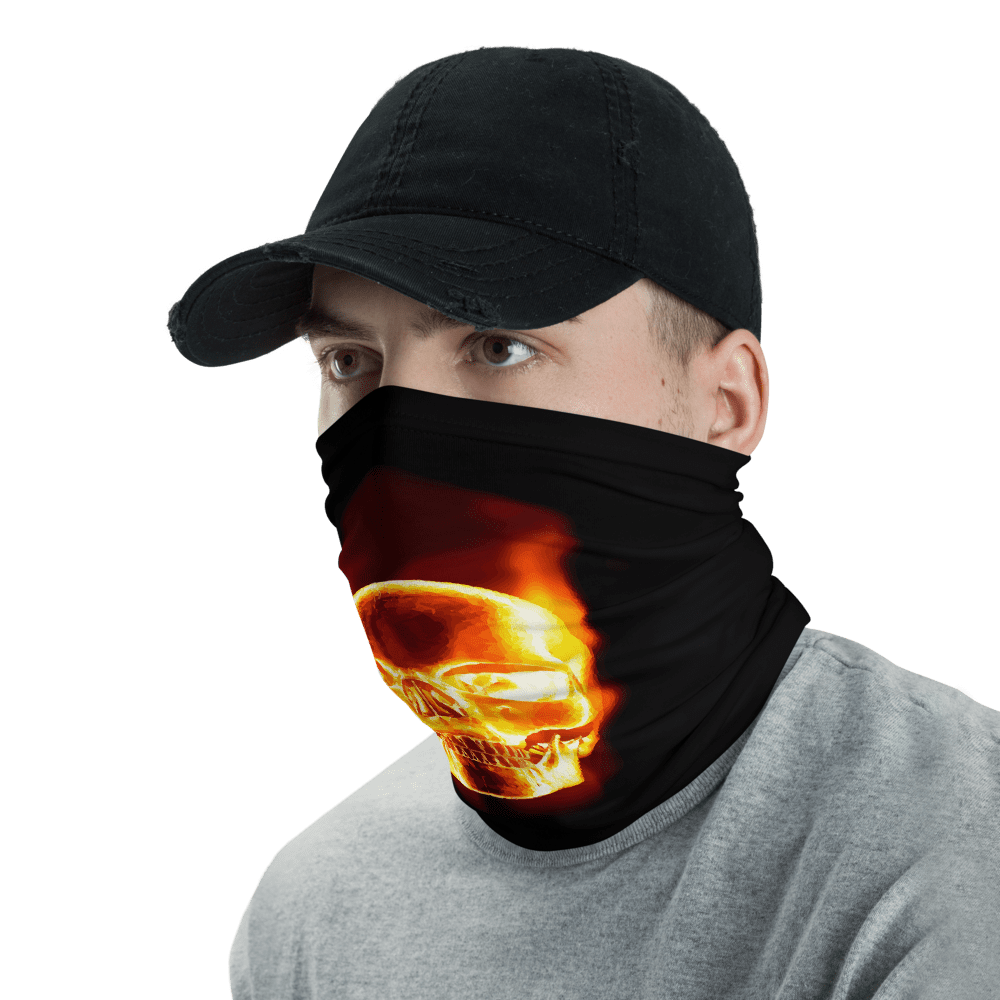 New Scary Flaming Skull Protective Face Mask, Bandanna, Scarf, Neck Gaiter, Headwear, Headband Hair Cover, Mouth Cover, Nose Cover, Scarves