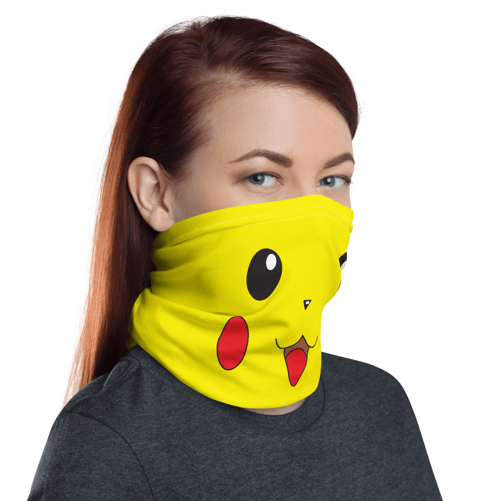 Pokemon EU Made Washable Fabric Face Cover Neck Gaiter Print Animated Pikachu 