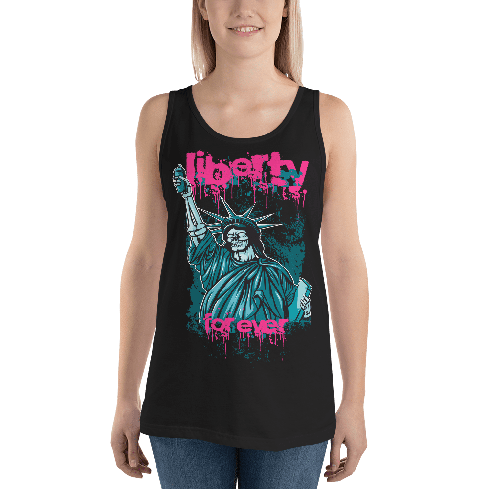 American Liberty Tank Top, Statue of Liberty Skull Tank Top, Men's Women's USA Liberty For Ever Tank Top