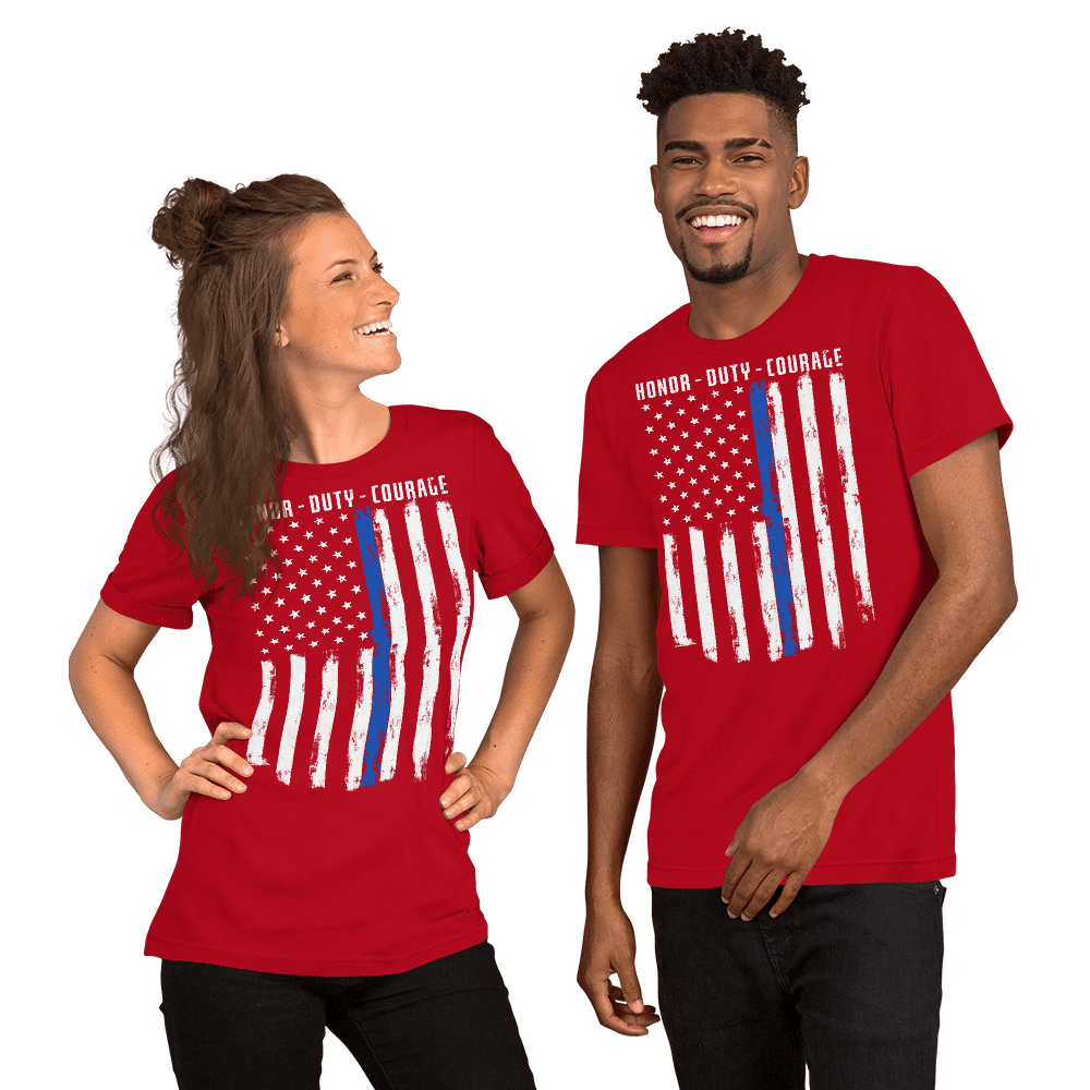 Honor Duty Courage USA Flag Unisex T-Shirt, Vintage American Flag Shirt For Patriotic Men & Women