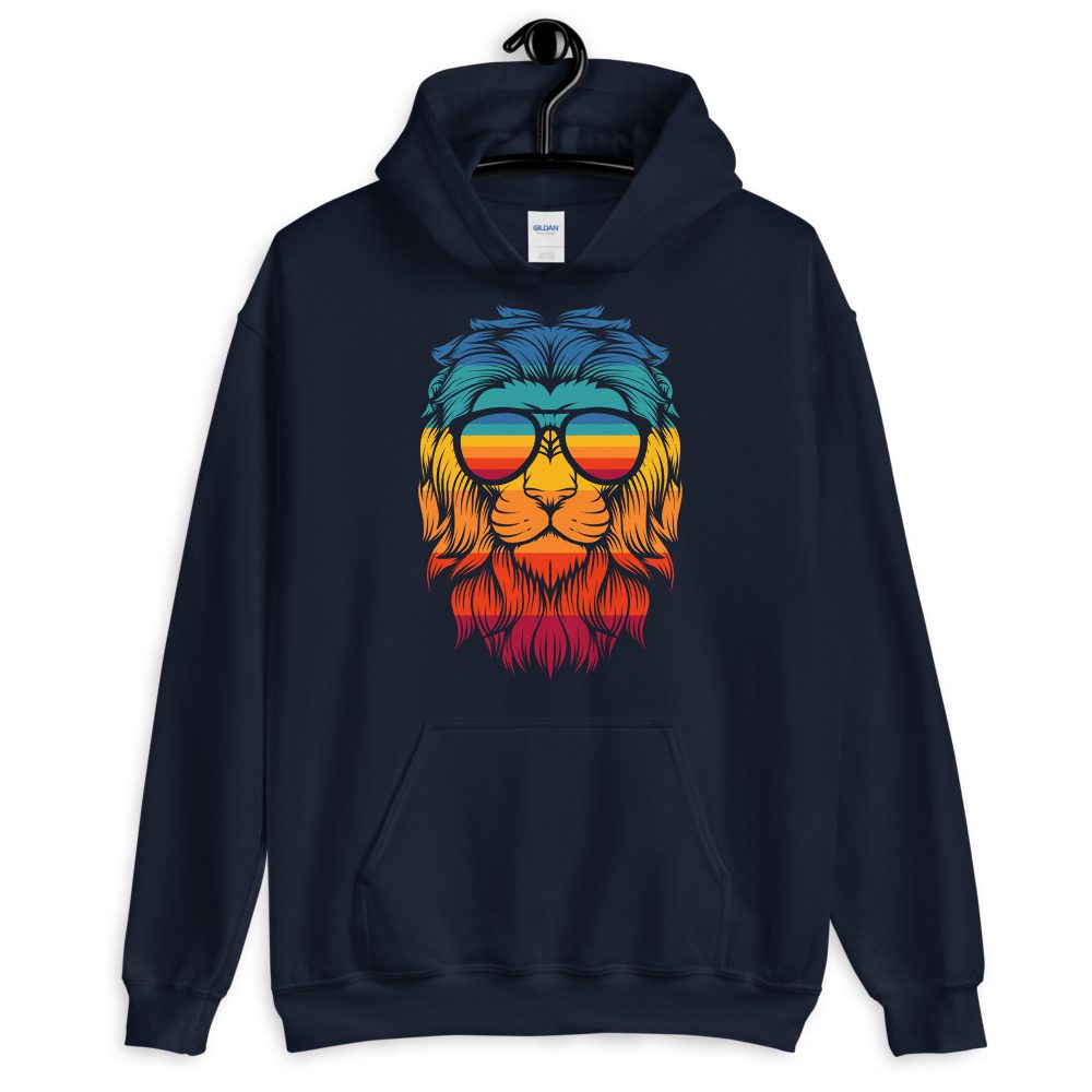 Colorful Lion Hoodie - Rainbow Lion Head Unisex Hooded Pullover ...
