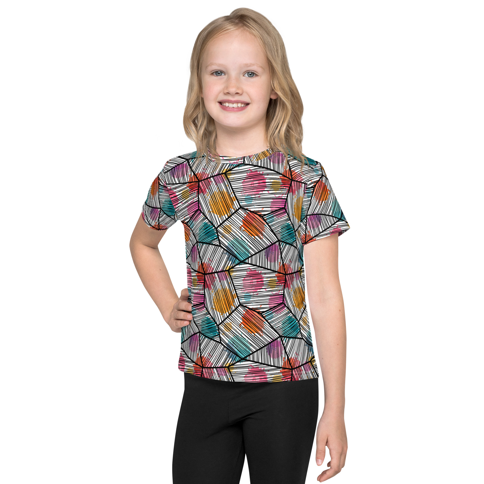 ⭐⭐⭐ Colored 3D Print Kids crew neck t-shirt
