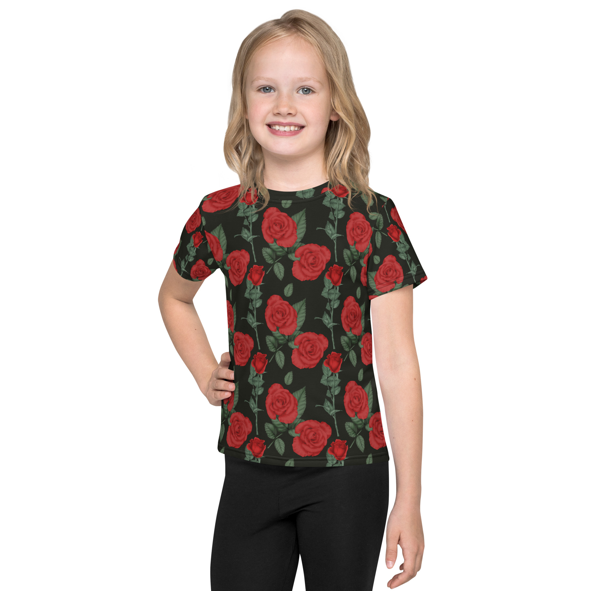 ⭐⭐⭐ Red Flowers Kids crew neck t-shirt